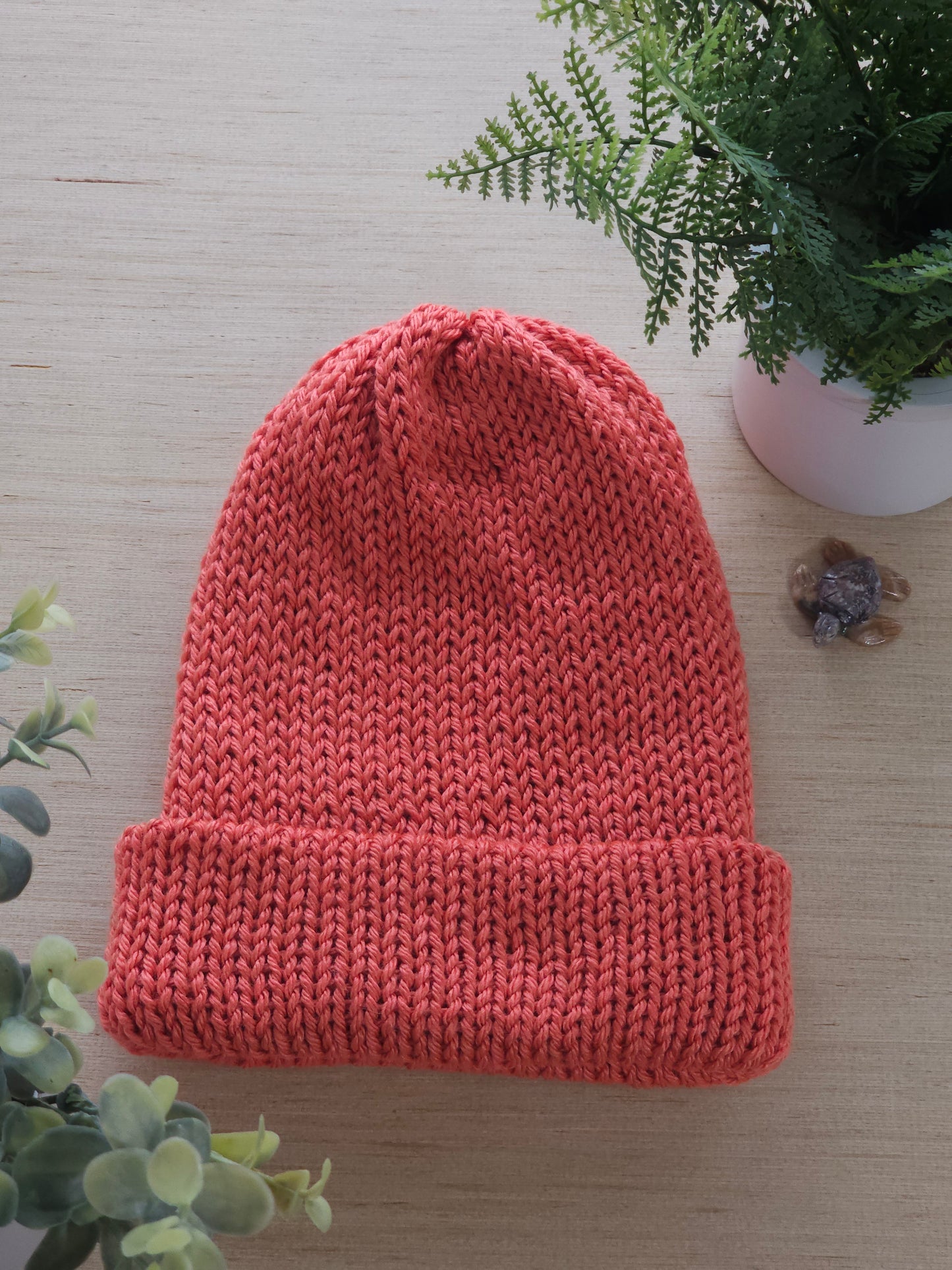 Coral Pink Knitted Beanie