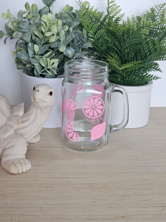 Pink Lemon Mason Jar Mugs