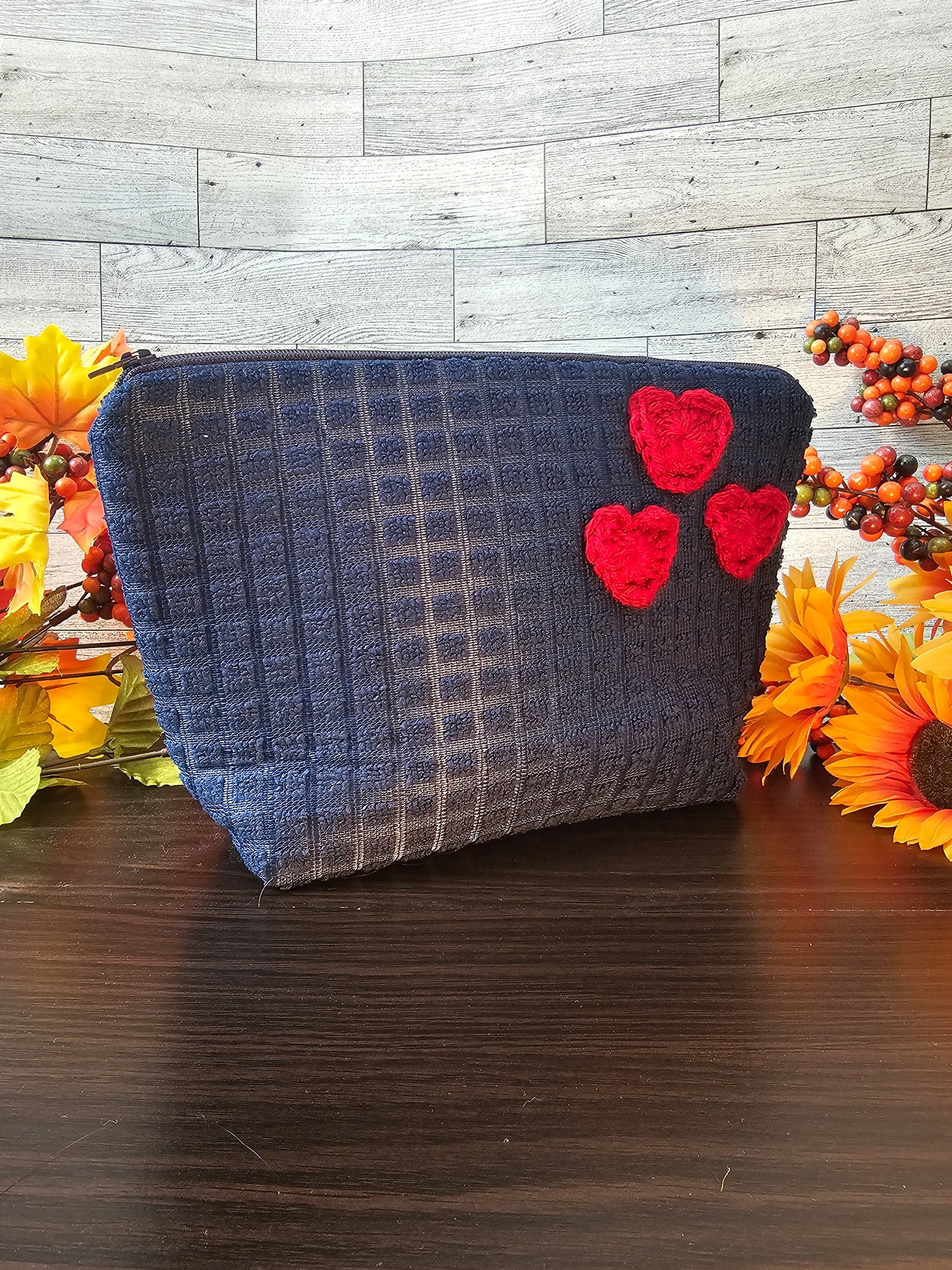 crochet hearts makeup bag